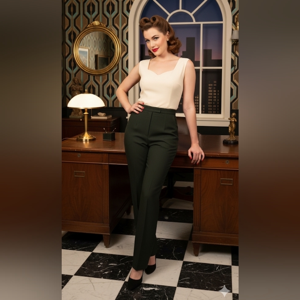 Wool blend high waist trousers size S